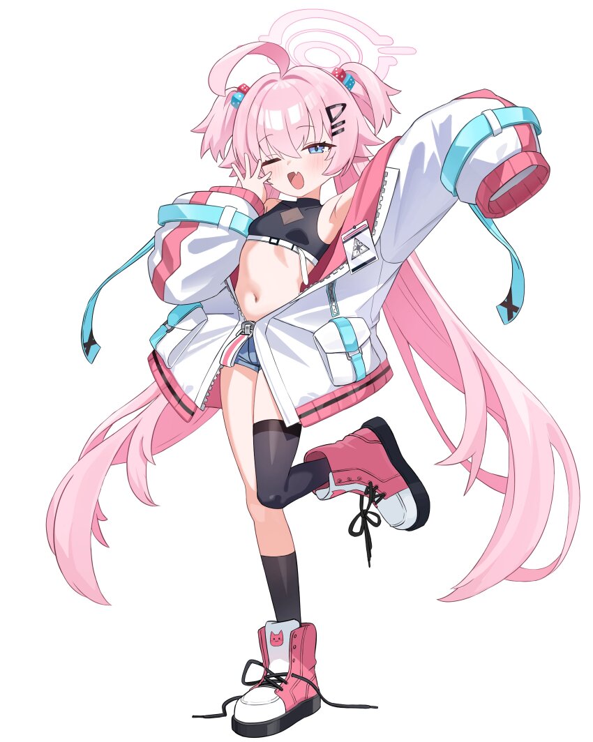 absurdres, alternate_costume, alternate_hairstyle, black_socks, black_thighhighs, blue_archive, blue_eyes, breasts