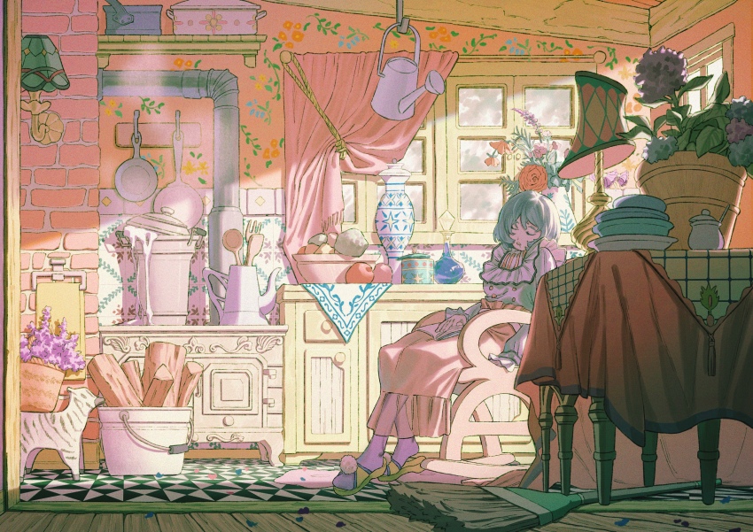 1girl, absurdly_detailed_composition, absurdres, apple, aqua_hair, book, book_on_lap, bottle