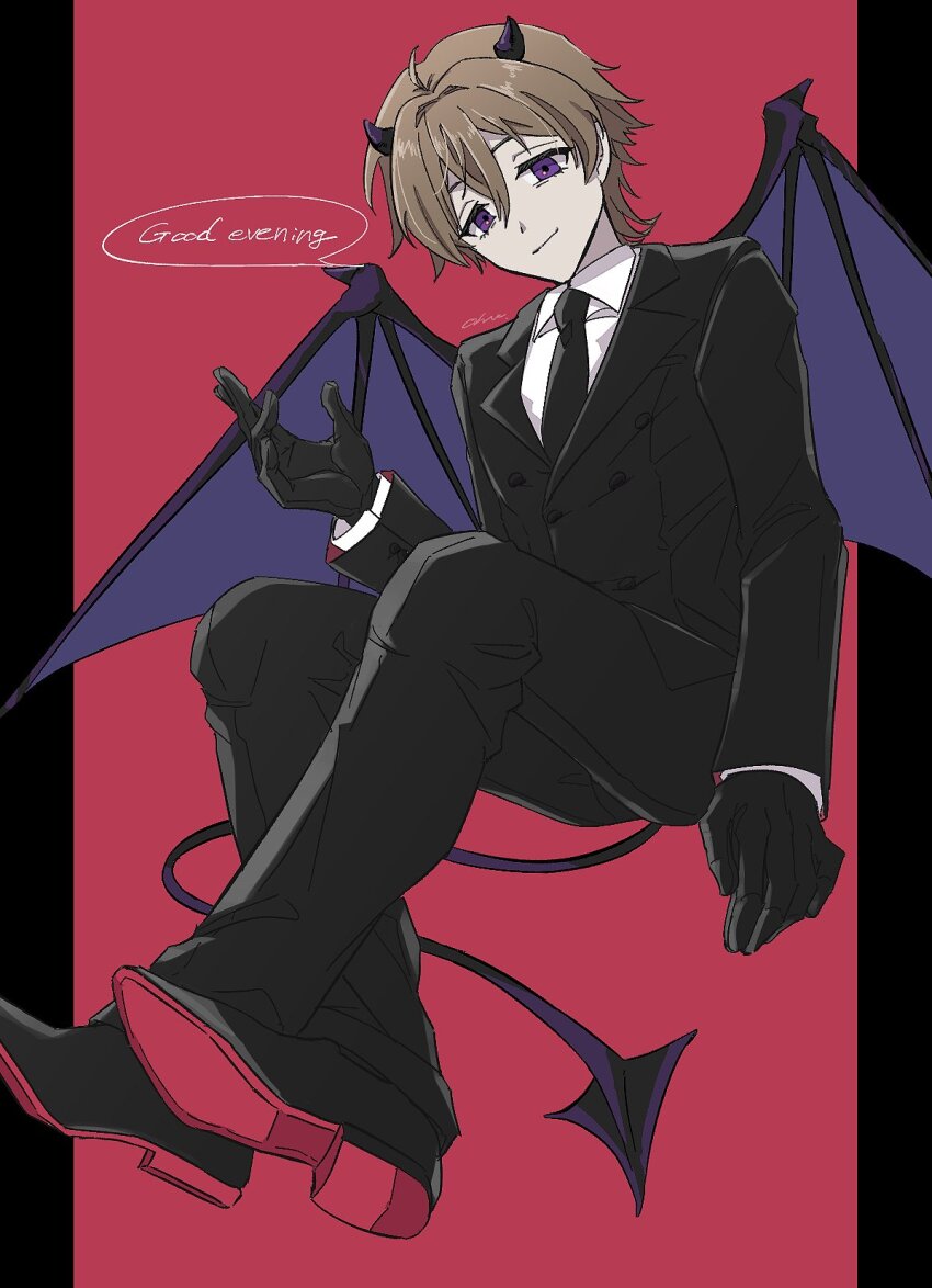 1boy, alternate_costume, black_gloves, black_jacket, black_necktie, black_pants, black_shoes, black_suit