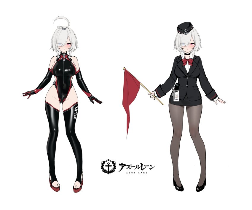 absurdres, azur_lane, bare_shoulders, beret, black_choker, black_gloves, black_hat, black_one-piece_swimsuit