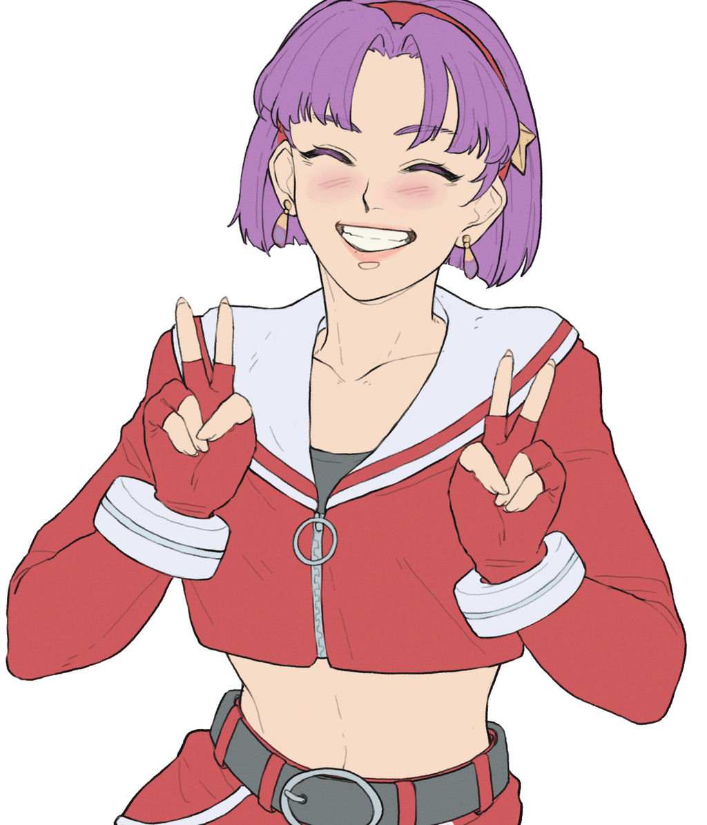 1girl, asamiya_athena, closed_eyes, earrings, female_focus, gloves, hair_ornament, hairband