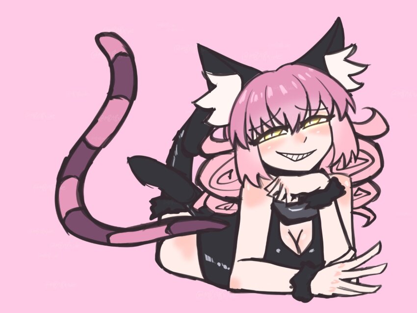 1girl, animal_ear_fluff, animal_ears, arm_cuffs, bare_shoulders, black_dress, black_shoes, black_souls