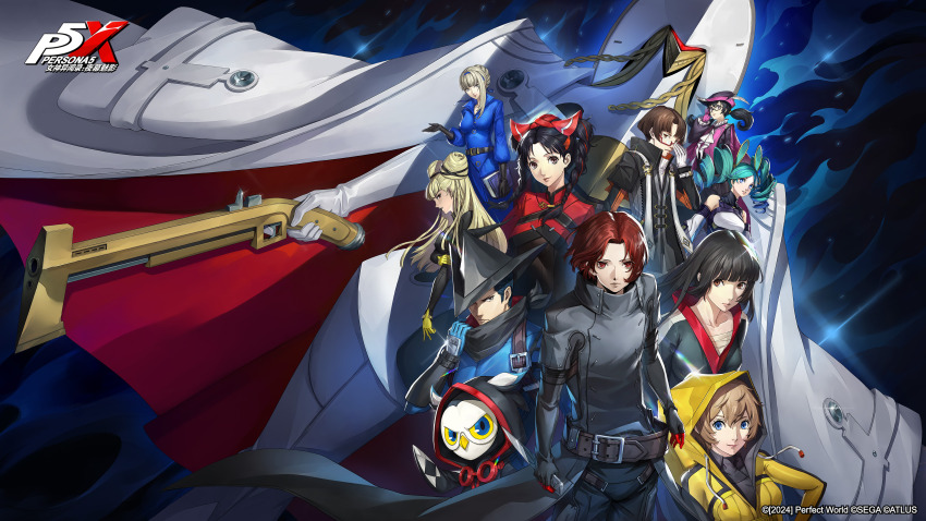 3boys, 6+girls, absurdres, animal, arai_motoha, artist_request, belt, bird