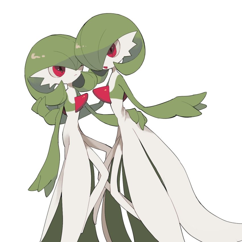 bob_cut, colored_skin, dress, gardevoir, gen_3_pokemon, green_hair, green_skin, hair_over_one_eye