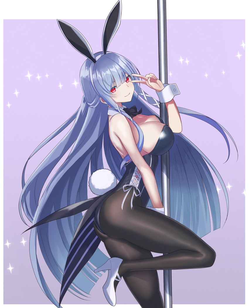1girl, absurdres, animal_ear_hairband, animal_ears, ass, bare_shoulders, black_bow, black_bowtie