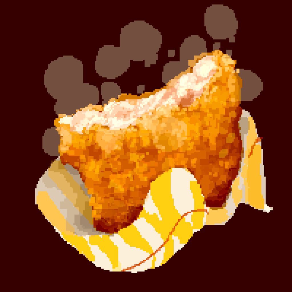 bite_mark, chicken_(food), famichiki, food, food_focus, food_wrapper, fried_chicken, hisachan55cute