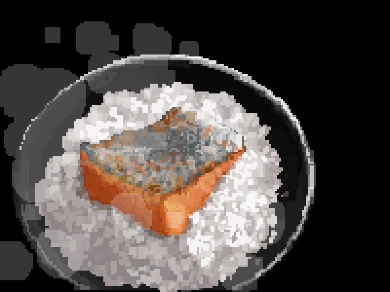 black_background, bowl, filet, fish_(food), food, food_focus, fried_fish, from_above