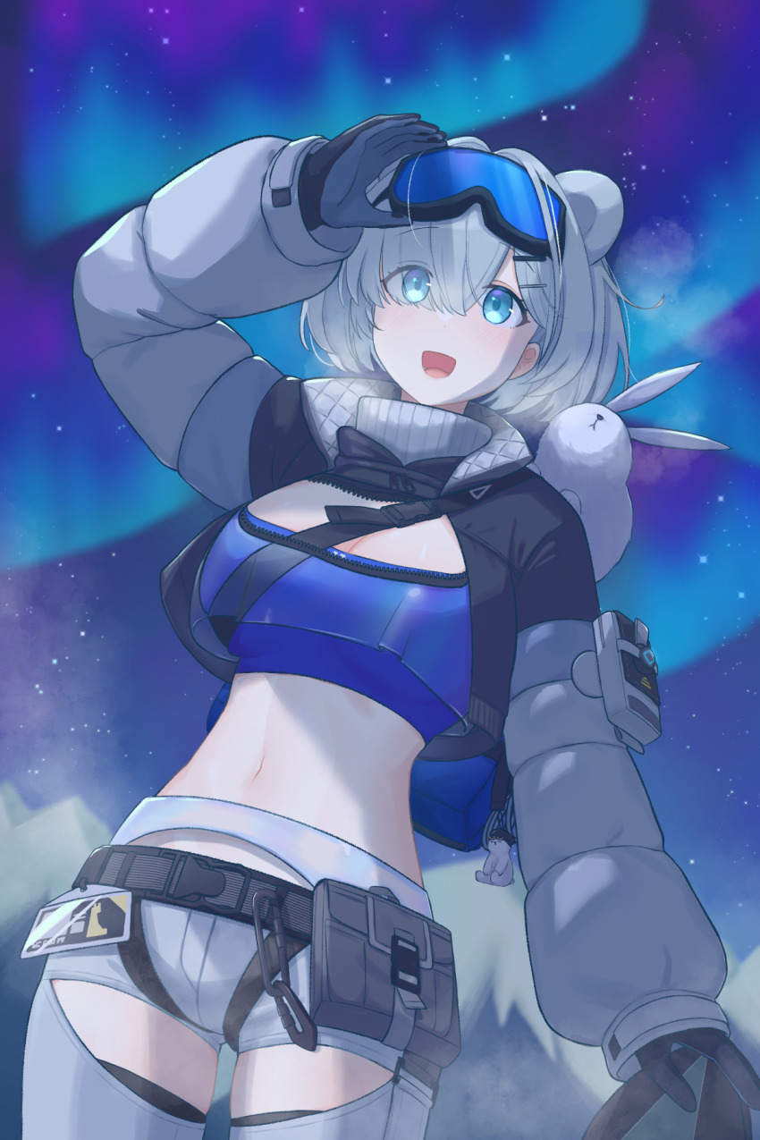 10_(xknn5488), 1girl, :d, animal, animal_ears, animal_on_shoulder, arknights, arknights:_endfield