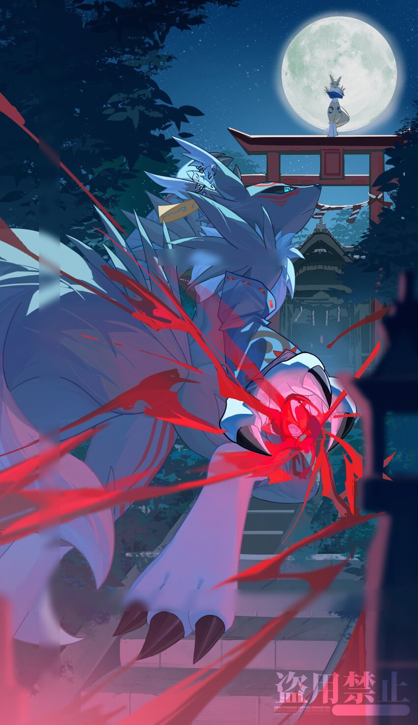 absurdres, black_sclera, blue_eyes, claws, colored_sclera, digimon, digimon_(creature), energy