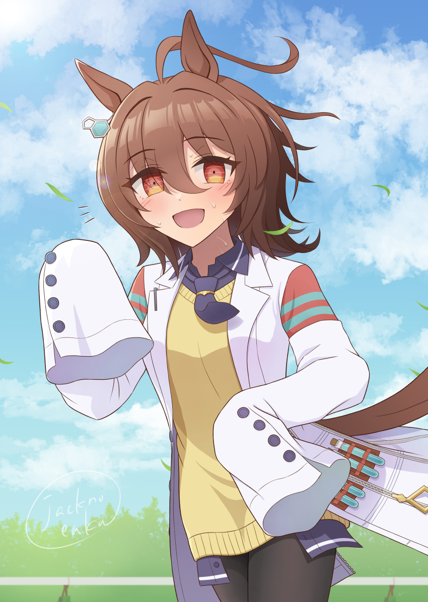 1girl, absurdres, agnes_tachyon_(tach-nology)_(umamusume), agnes_tachyon_(umamusume), ahoge, animal_ears, black_thighhighs, blush