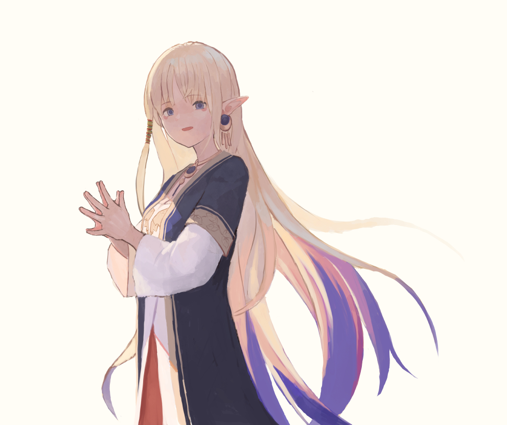 blonde_hair, blue_eyes, earrings, elf, jewelry, long_sleeves, looking_at_viewer, mabinogi