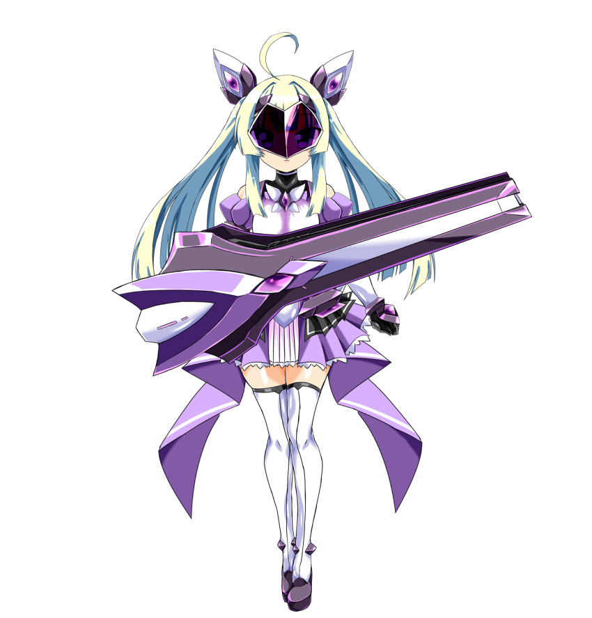 1girl, ahoge, amakubo_yuri, bare_shoulders, blonde_hair, boots, breasts, clenched_hand