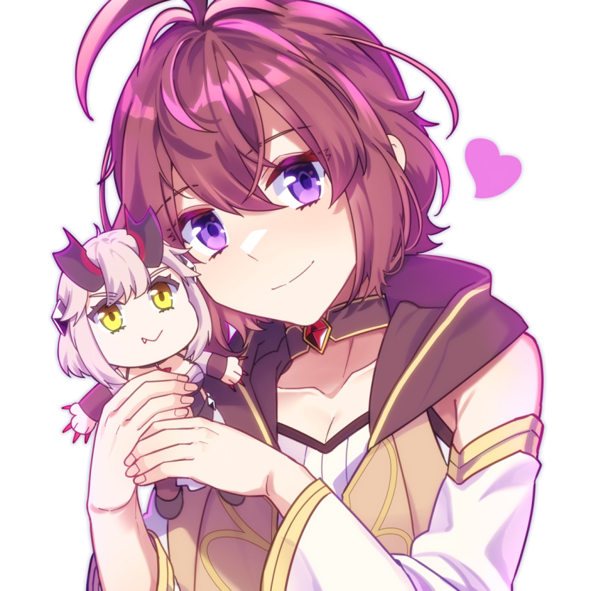 1girl, ahoge, breasts, character_doll, choker, cleavage, collarbone, color-les