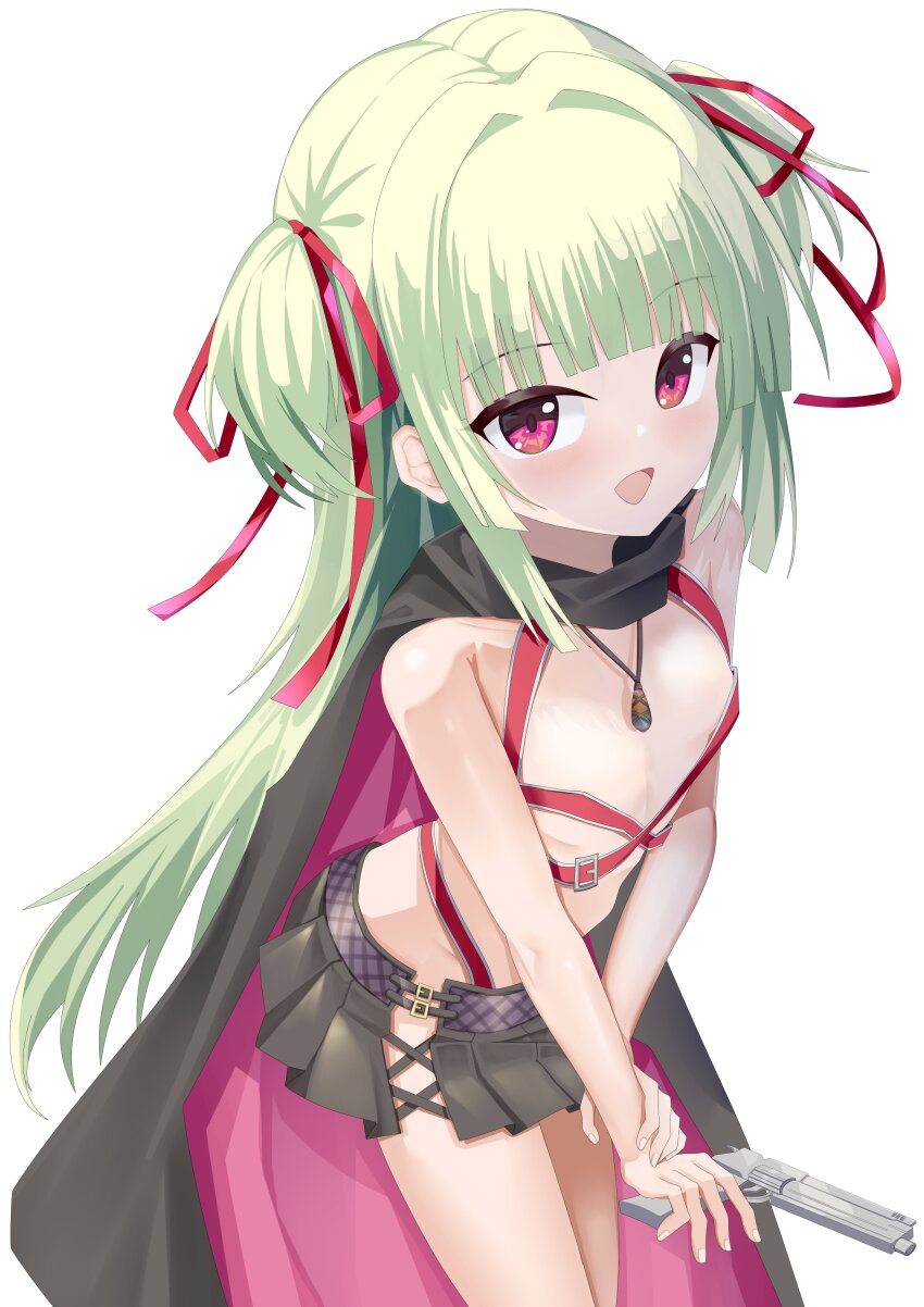 1girl, :d, absurdres, ayachi_nene, ayachi_nene_(cosplay), backlighting, belt, belt_bra