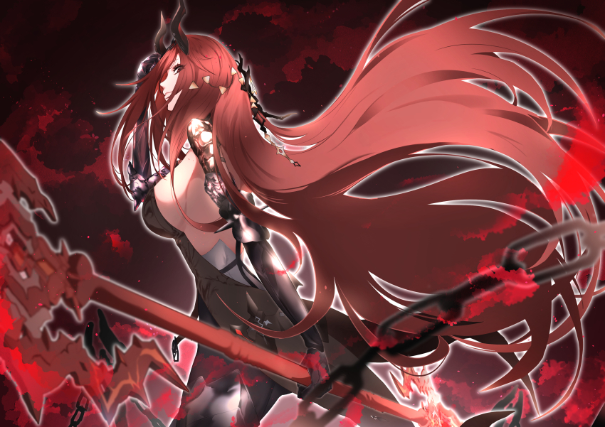 1girl, absurdly_long_hair, absurdres, alternate_costume, breasts, highres, holding, holding_weapon