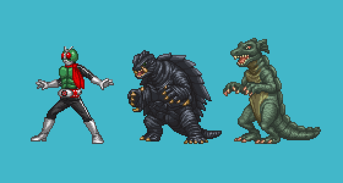 1boy, antennae, arm_spikes, belt, blue_background, boots, claws, colored_sclera