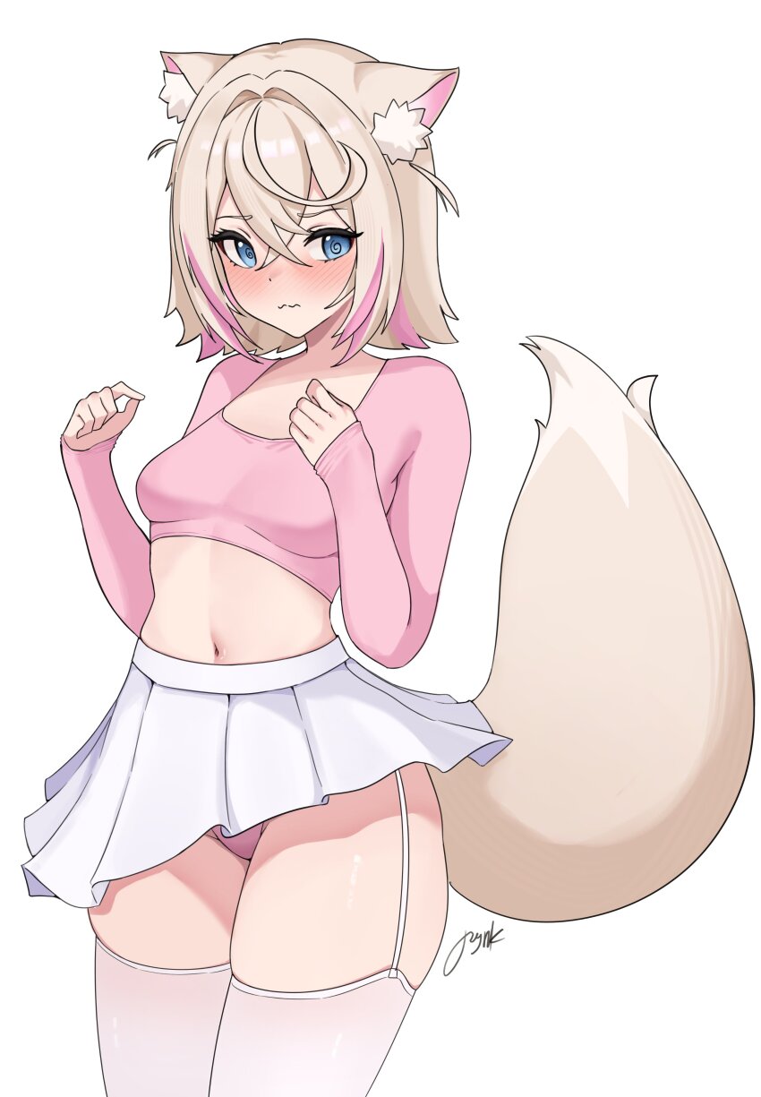 1girl, @_@, absurdres, animal_ear_fluff, animal_ears, blonde_hair, blue_eyes, blush