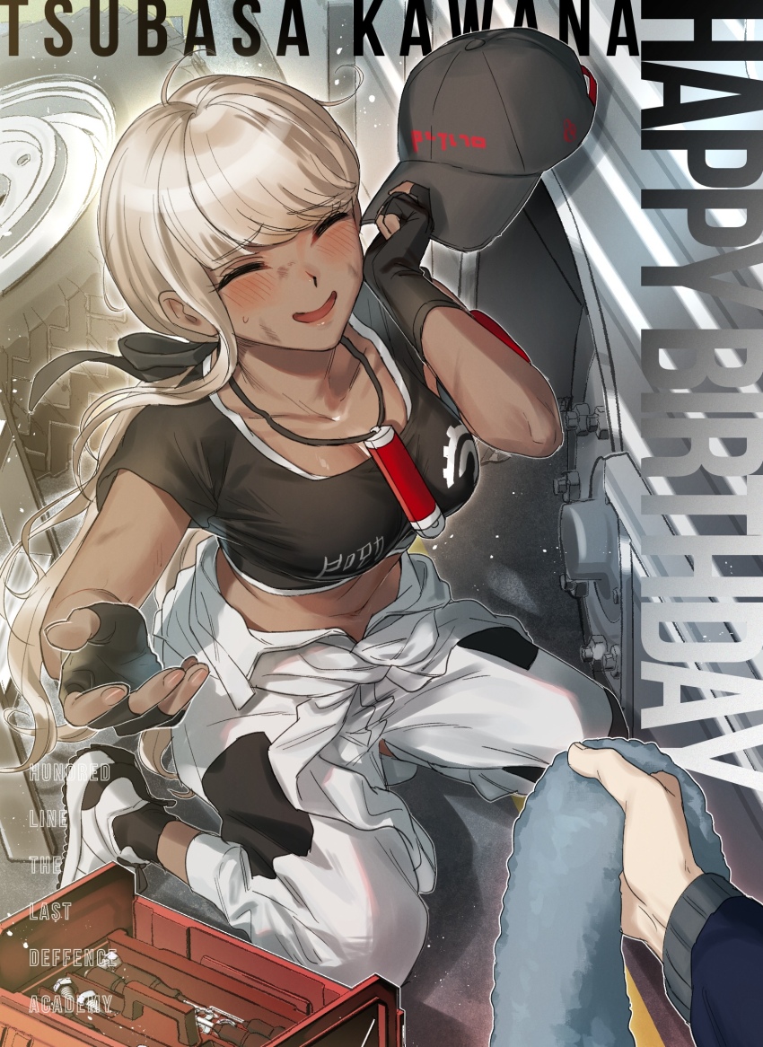 1girl, black_bow, black_gloves, black_hat, blonde_hair, blush, bow, breasts