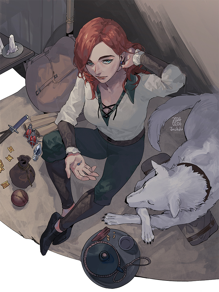 1girl, aqua_eyes, backpack, bag, baldur's_gate, baldur's_gate_3, ball, breasts