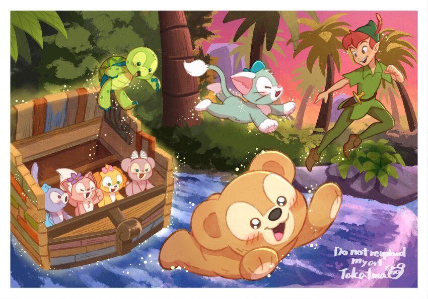 4boys, 4girls, animal_ears, bow, company_connection, cookieann, disneyland, duffy_and_friends
