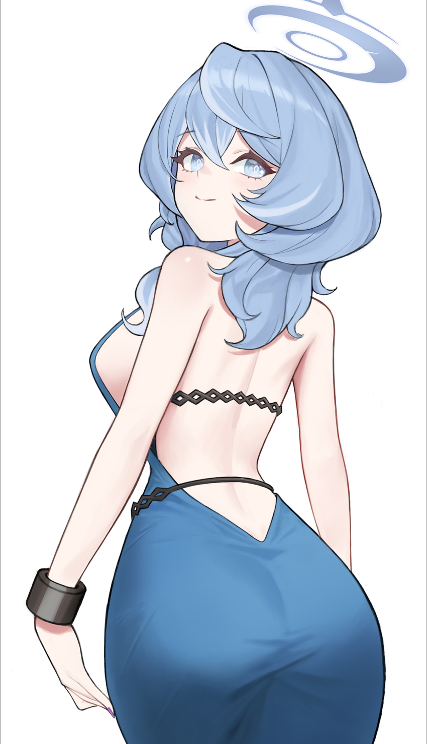 1girl, ako_(blue_archive), ako_(dress)_(blue_archive), ass, backless_dress, backless_outfit, bare_shoulders, blue_archive