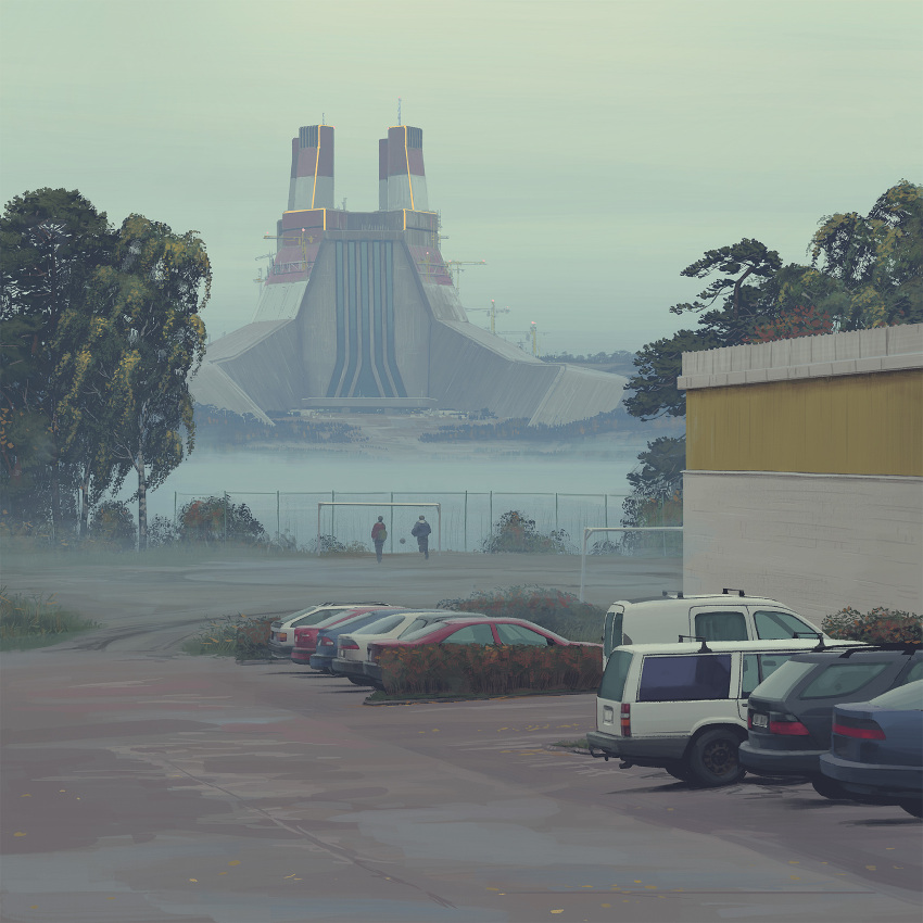 2boys, architecture, ball, building, car, day, football_goal, goal