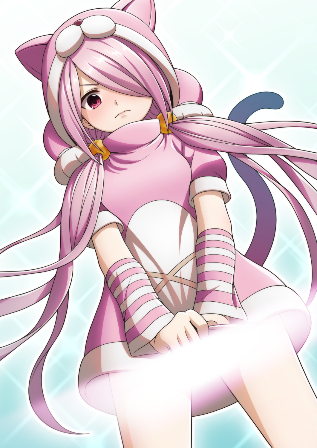 1girl, aizaki_momo, aizaki_momo_(cosplay), animal_ears, animal_hood, anonymous;code, bell, blush