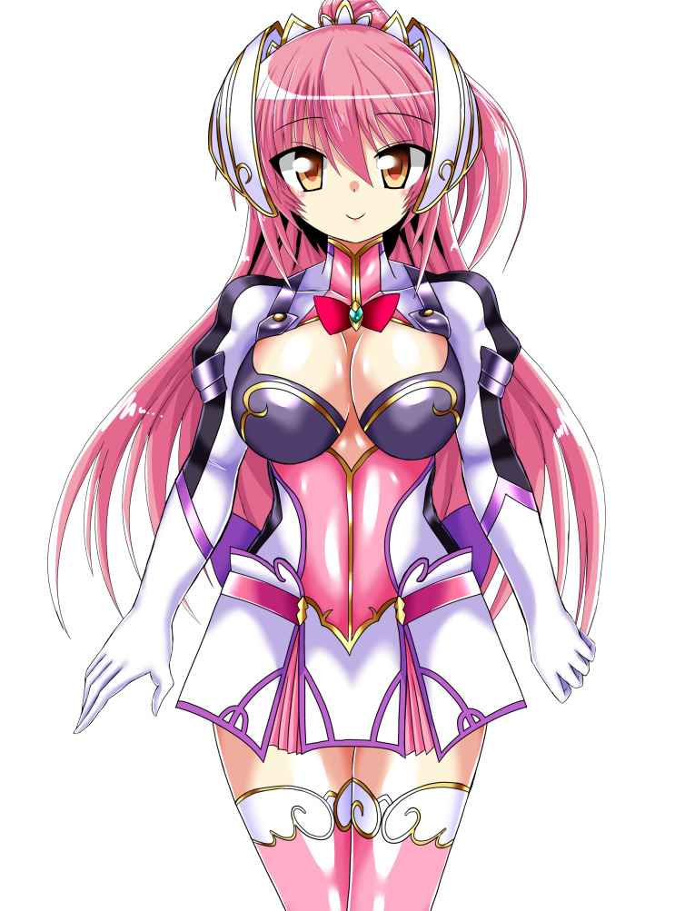 1girl, breasts, brown_eyes, cleavage, enciel_rena, gloves, kourin_tenshi_en_ciel_rena, large_breasts