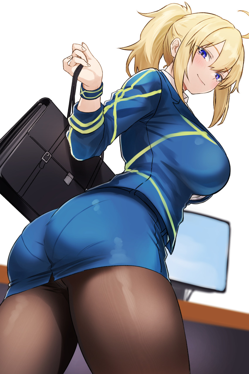 1girl, absurdres, ahoge, artoria_pendragon_(fate), ass, bamboo_tac, blonde_hair, blue_eyes