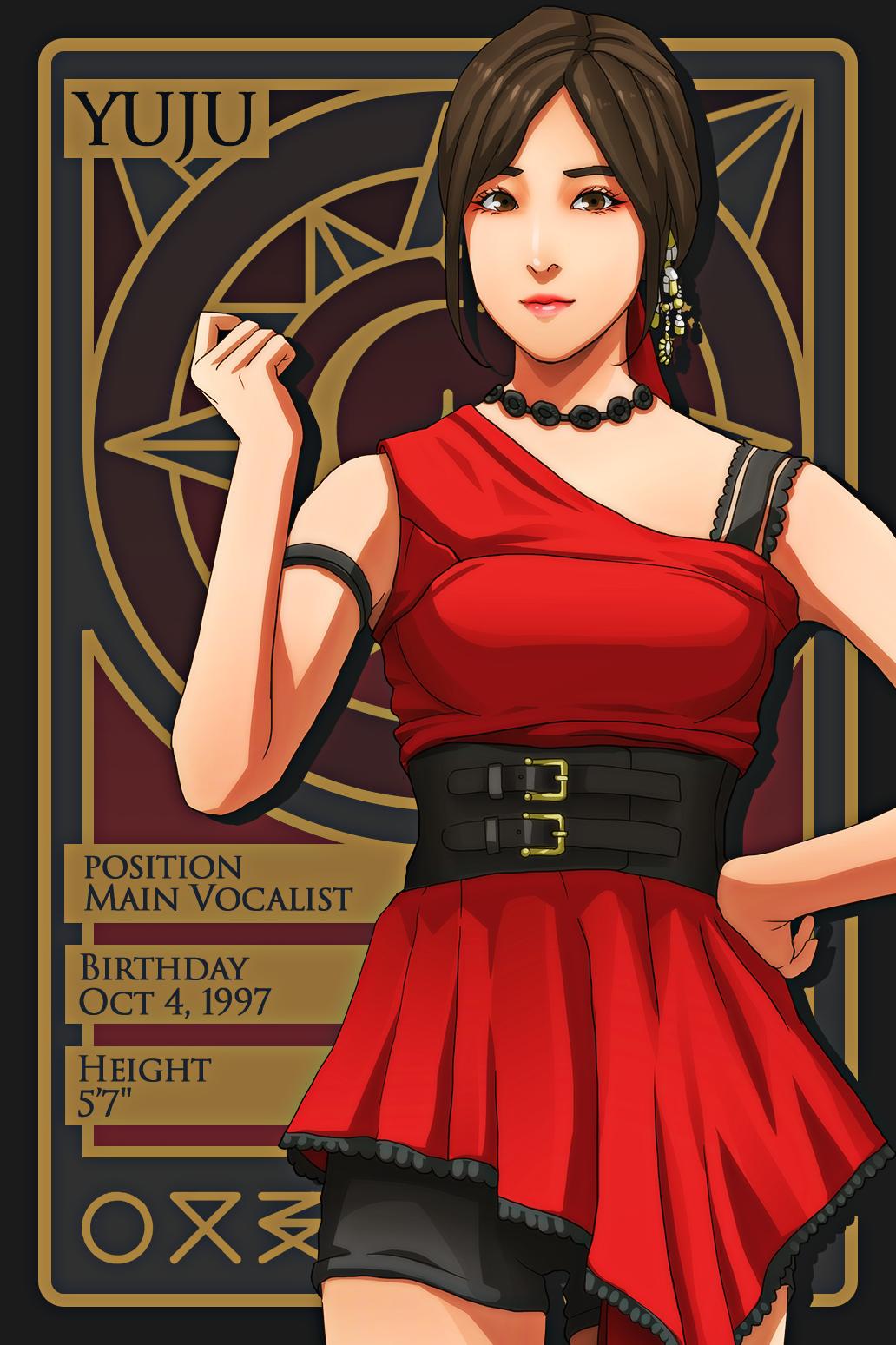 1girl, armlet, artist_name_(singer), belt, black_shorts, brown_eyes, brown_hair, closed_mouth