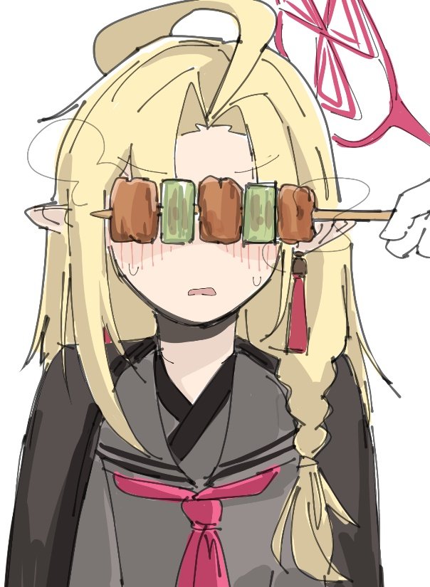 2girls, ahoge, ayame_(blue_archive), bagaponchi, black_shirt, blonde_hair, blue_archive, blush