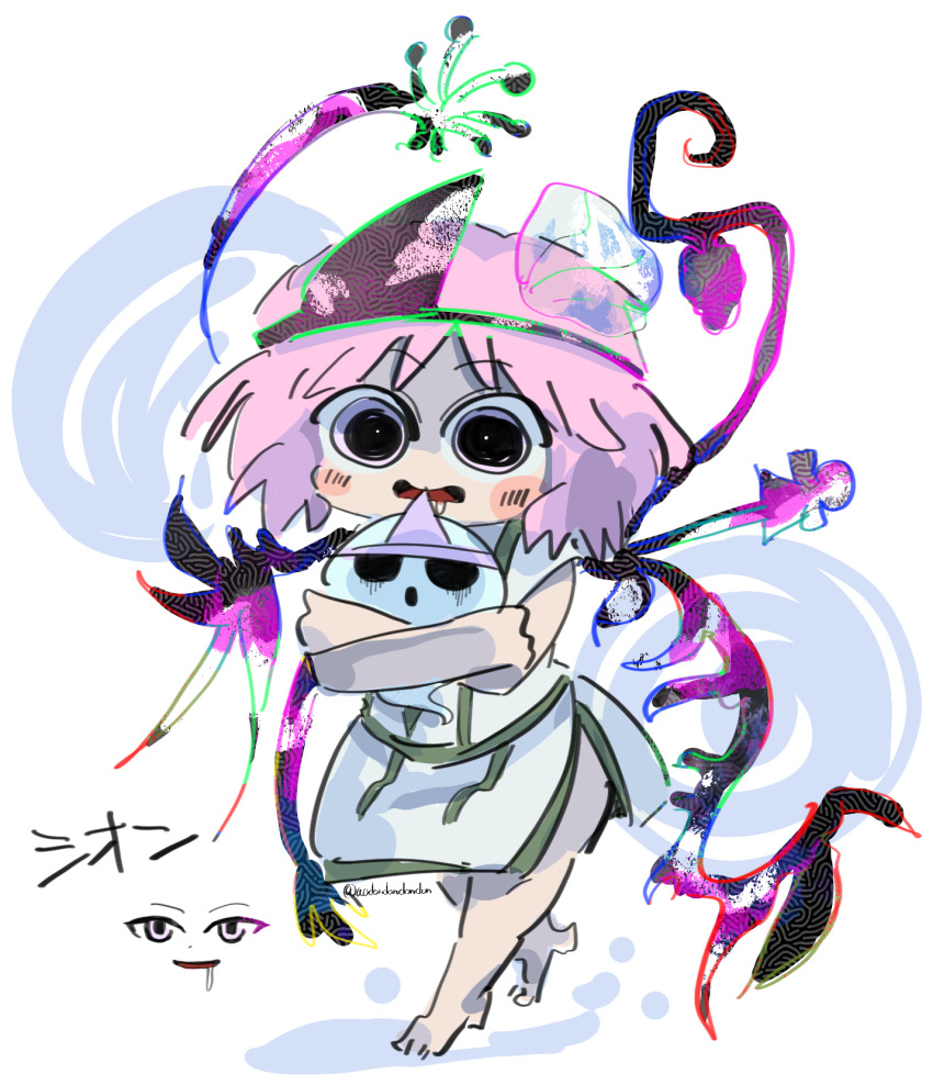 1other, androgynous, aodo_mikan, bare_arms, bare_legs, bare_shoulders, barefoot, blush_stickers