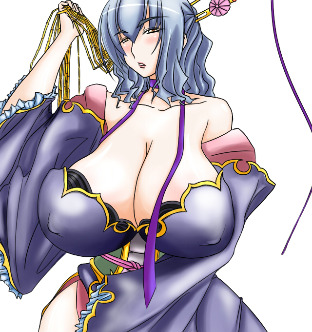 1girl, bare_shoulders, blue_hair, bra, breasts, brown_eyes, cleavage, covered_erect_nipples