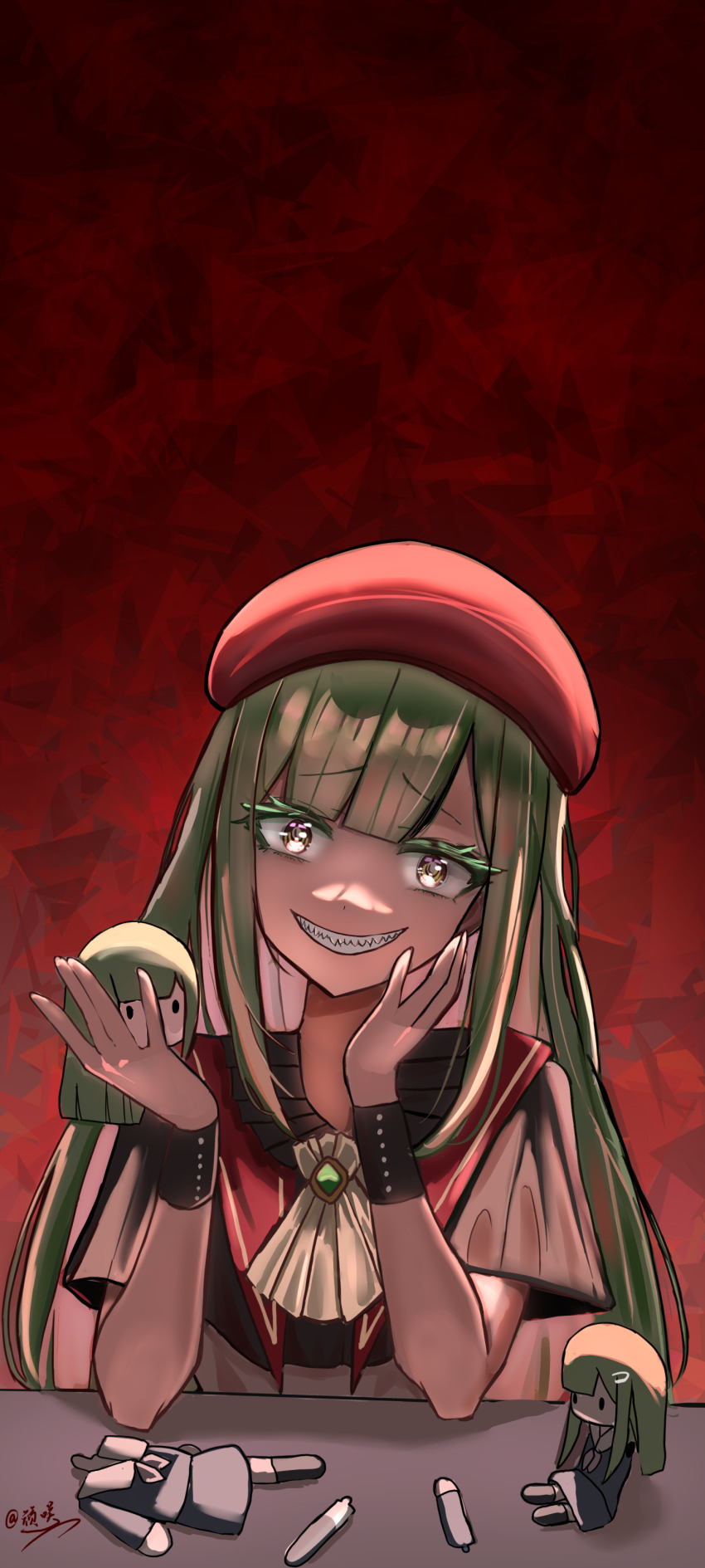 1girl, 2091966, absurdres, bang_dream!, bang_dream!_it's_mygo!!!!!, broken_doll, commentary, evil_grin