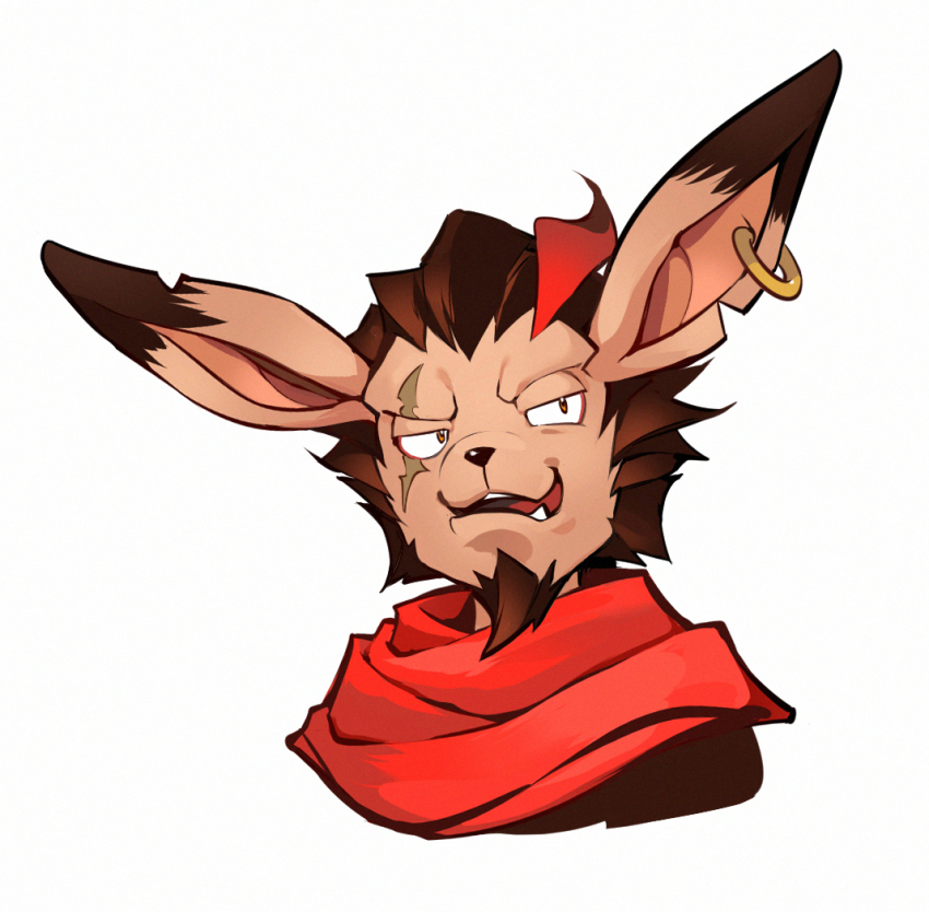 1boy, afk_(series), afk_arena, animal_ears, commentary_request, earrings, facial_hair, furry