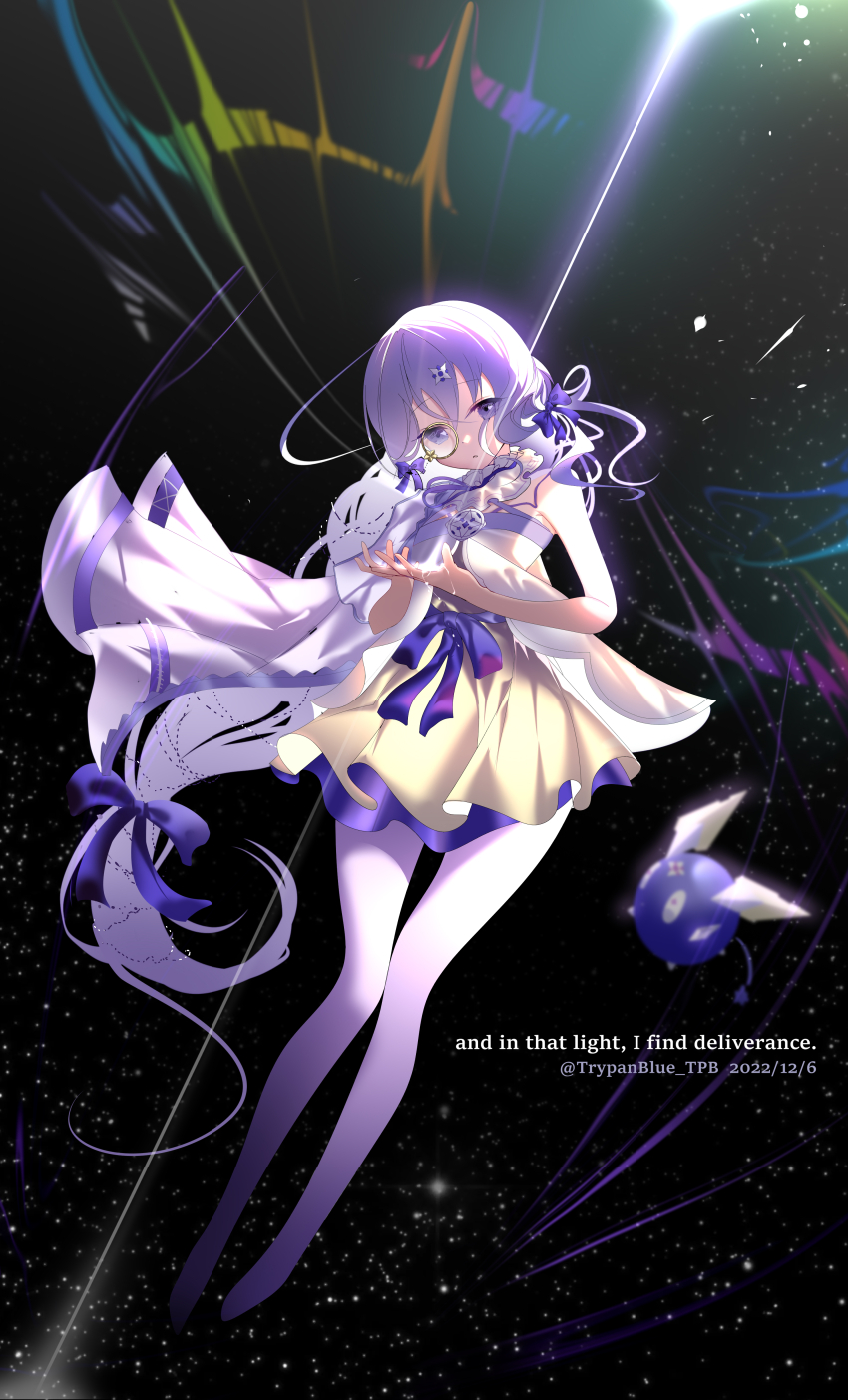 1girl, absurdres, arcaea, bare_shoulders, bow, braid, charon_(arcaea), collar