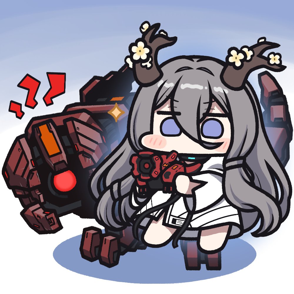 1girl, aura, blue_background, blue_eyes, blush_stickers, character_doll, chibi, chibi_only