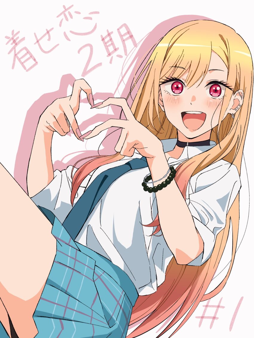 1girl, andanden, black_choker, blonde_hair, breasts, choker, highres, kitagawa_marin