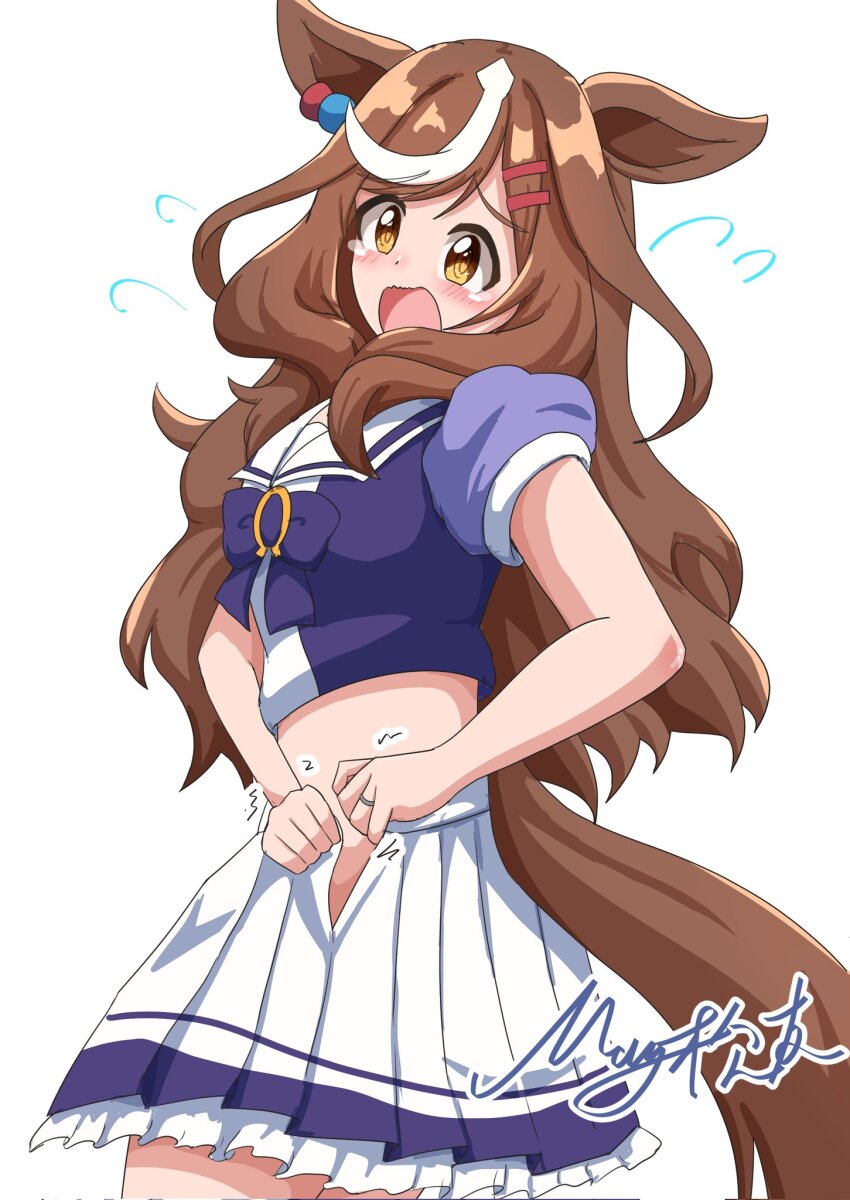 1girl, @_@, aged_up, alternate_hair_length, alternate_hairstyle, animal_ears, blush, breasts