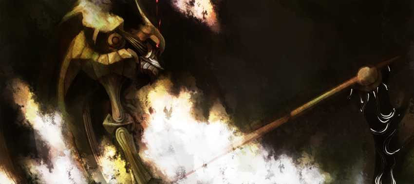 bad_id, bad_pixiv_id, banpresto, dain, dis_astranagant, fire, glowing, glowing_eyes