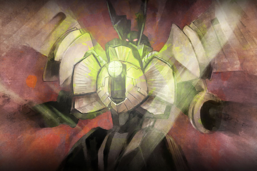 banpresto, dis_astranagant, glowing, glowing_eyes, ikuyoan, mecha, no_humans, robot