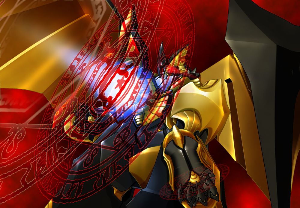 banpresto, chouzetsu_yarou, dis_astranagant, energy, glowing, magic_circle, mecha, no_humans