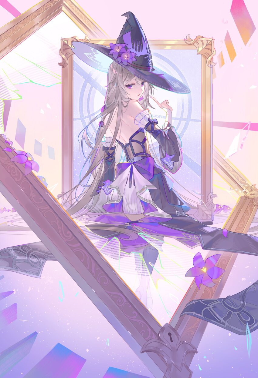 1girl, absurdres, from_behind, hat, herta_(honkai:_star_rail), herta_(puppet)_(honkai:_star_rail), highres, honkai:_star_rail