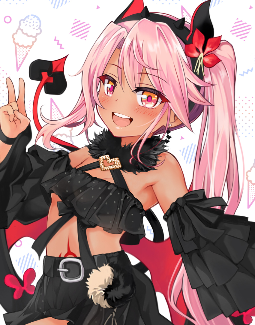 1girl, bare_shoulders, black_skirt, blush, breasts, chloe_von_einzbern, chloe_von_einzbern_(celebratory_attire), commentary_request