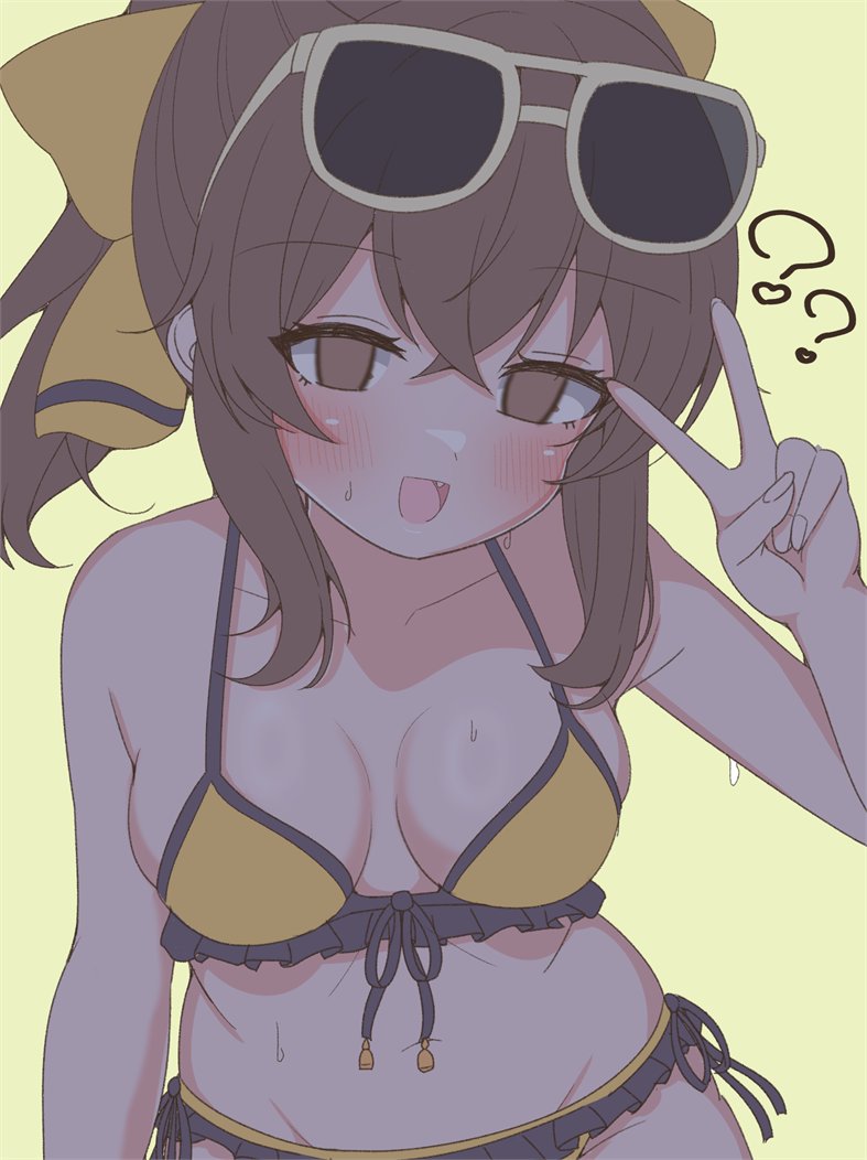 1girl, asage_(asgsn), bare_shoulders, bikini, black_bikini, blush, bow, breasts