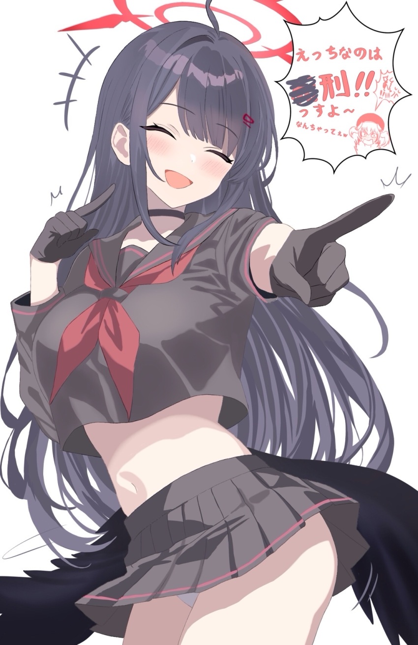 +++, 1girl, :d, ^^^, ^_^, ahoge, black_choker, black_gloves