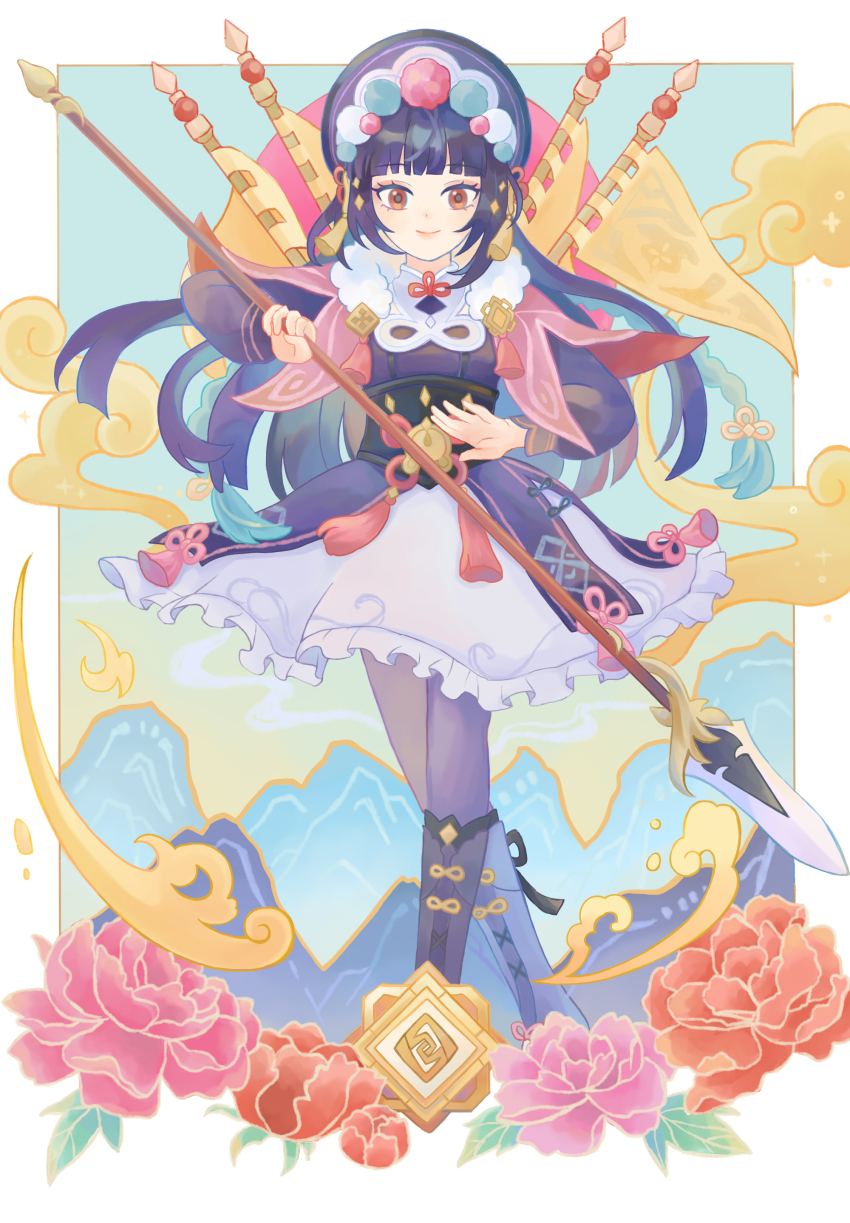 1girl, absurdres, arri_(arrihare), black_boots, black_hair, blunt_bangs, bonnet, boots