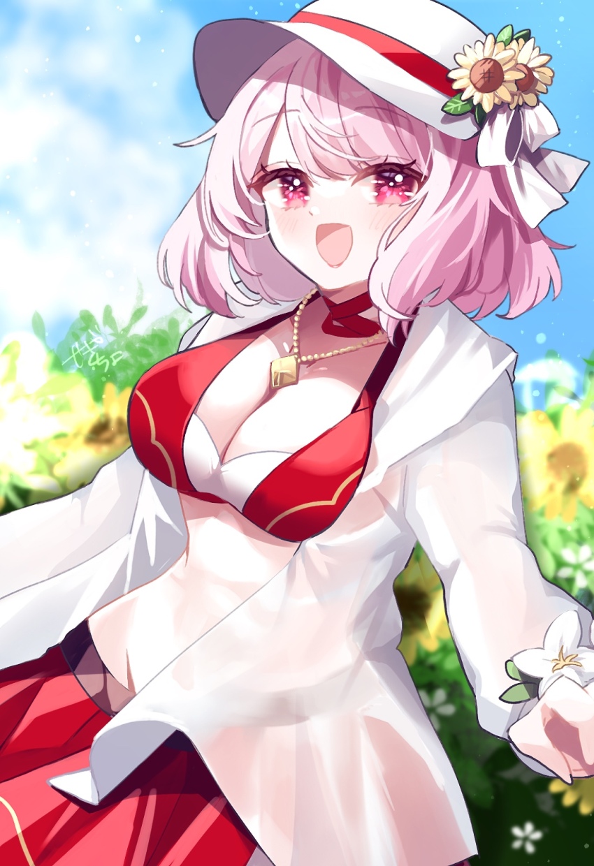 1girl, bikini, blush, breasts, choker, cleavage, fire_emblem, fire_emblem_engage