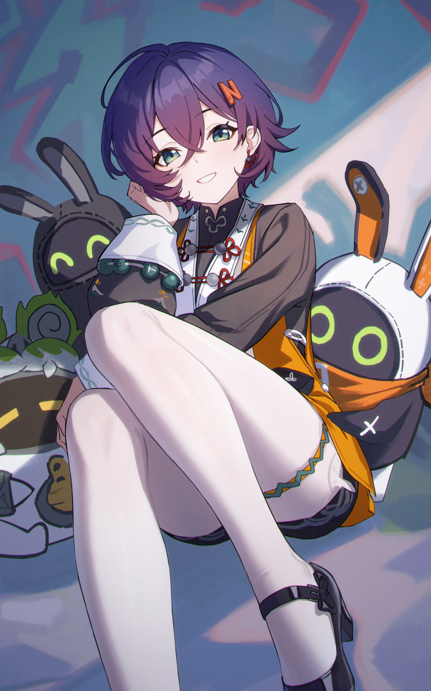 1girl, absurdres, ahoge, bangboo_(zenless_zone_zero), belion_(zenless_zone_zero), belle_(delicate_sunlight)_(zenless_zone_zero), belle_(zenless_zone_zero), black_dress