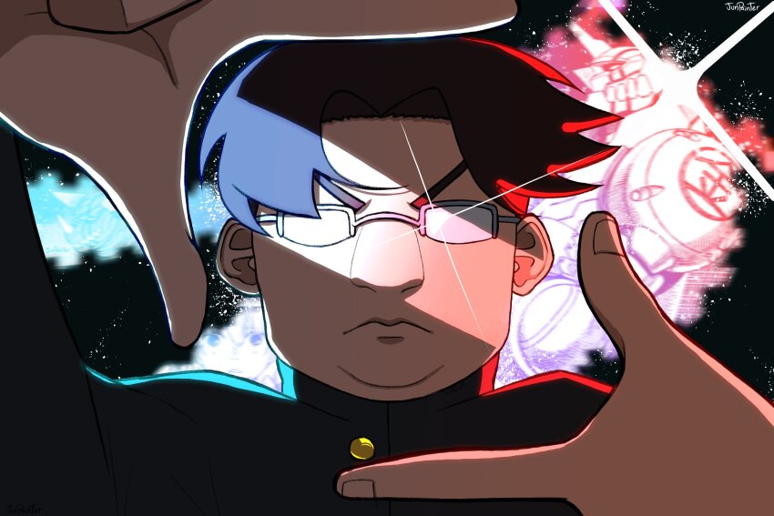 1boy, black_hair, black_jacket, closed_mouth, commentary, dandadan, english_commentary, gakuran